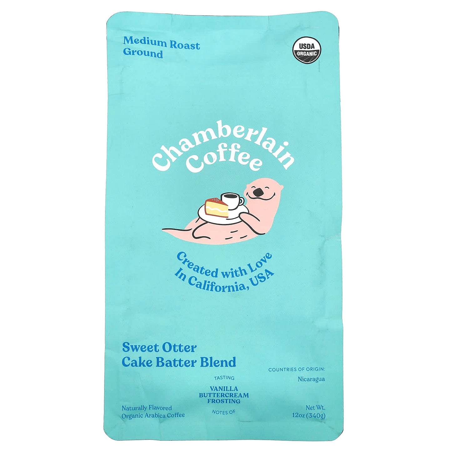 USDA Organic Sweet Otter Cake Batter Coffee, Ground, Medium Roast - Image 1