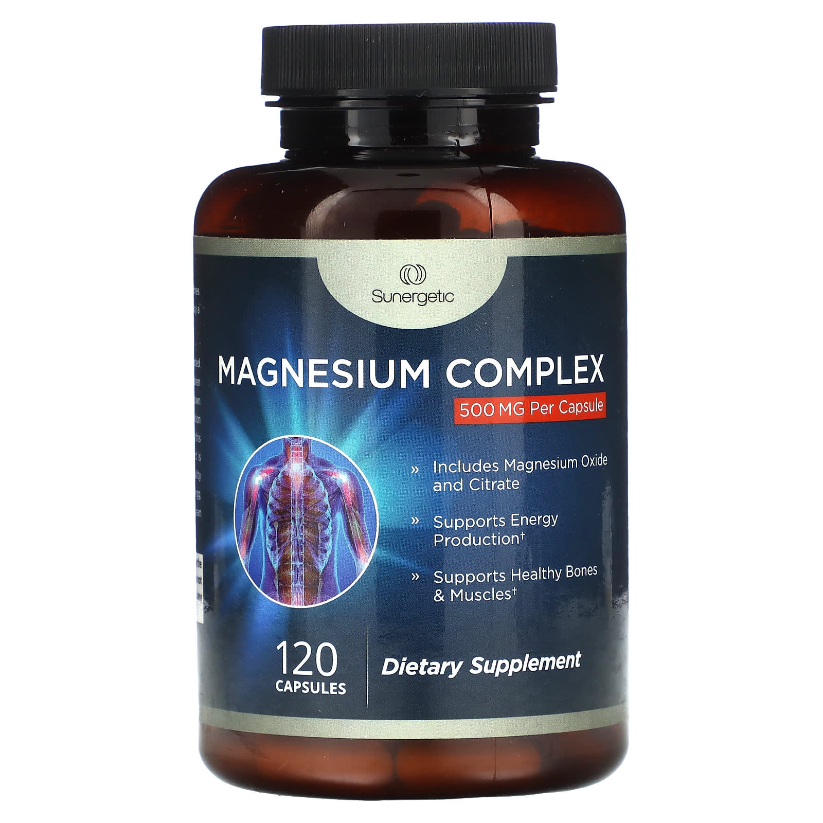 Sunergetic, Magnesium Complex, 500 mg, 120 Capsules - Image 1
