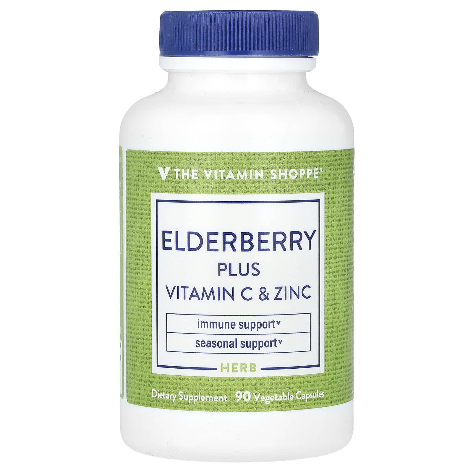 The Vitamin Shoppe, Elderberry Plus Vitamin C & Zinc, 90 Vegetable Capsules - Image 1