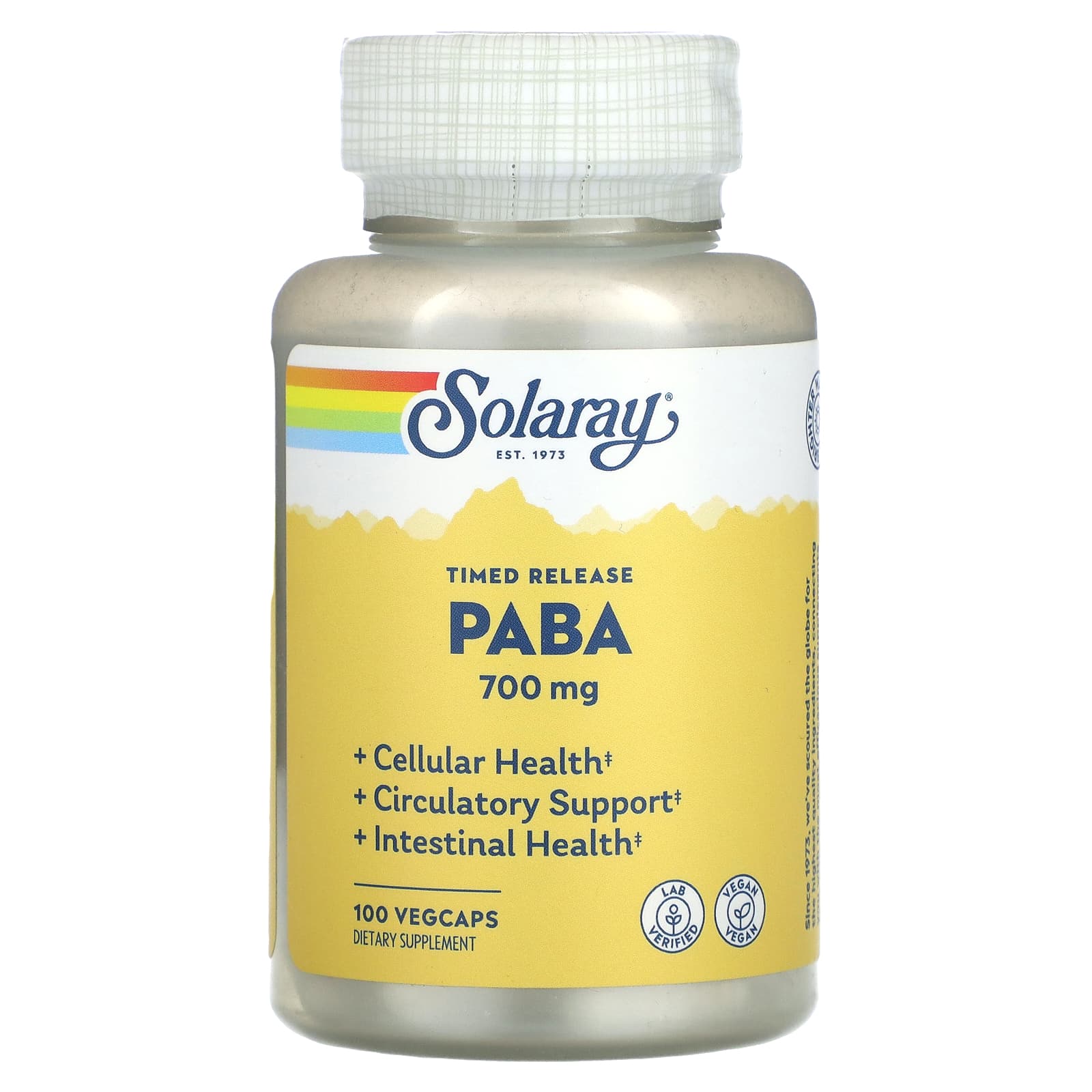 Solaray, Timed Release PABA, 700 mg, 100 VegCaps - Image 1