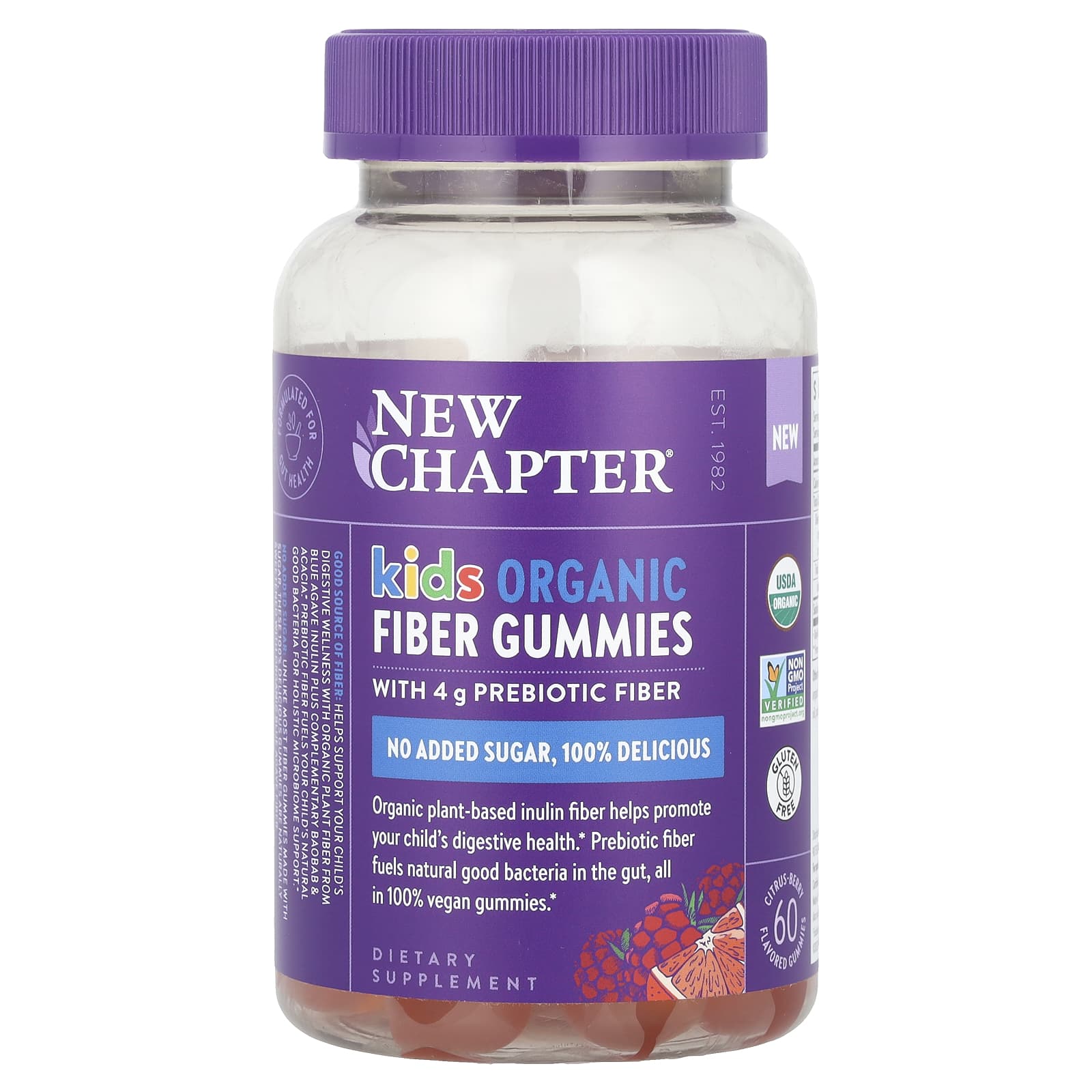 New Chapter, Kids, Organic Fiber Gummies, Citrus-Berry, 60 Gummies - Image 1