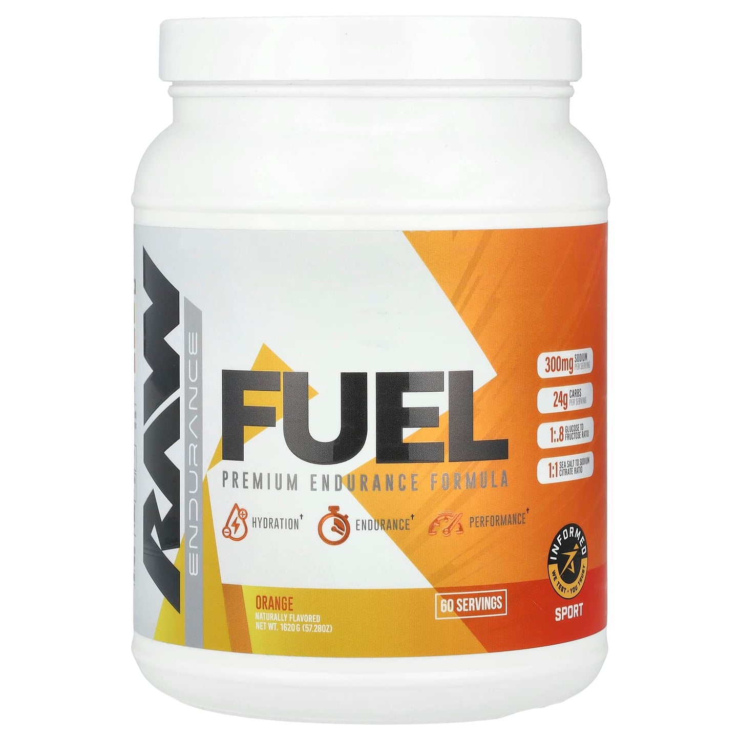 Raw Nutrition, Fuel, Premium Endurance Formula, Orange, 57.28 oz (1,620 g) - Image 1