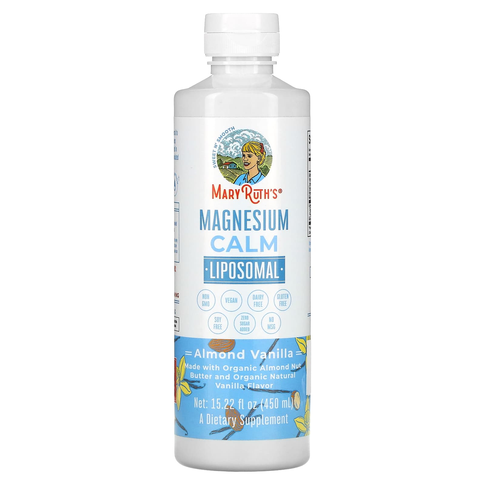 MaryRuth's, Magnesium Calm Liposomal, Almond Vanilla, 15.22 fl oz (450 ml) - Image 1