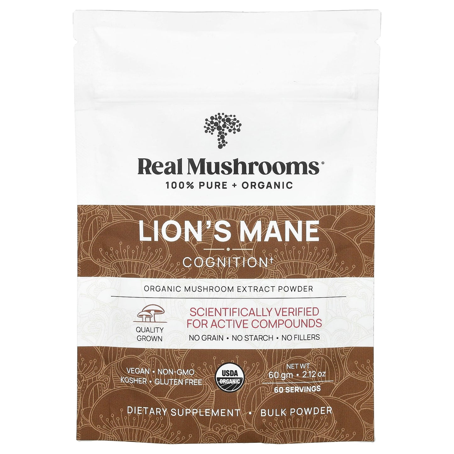 Real Mushrooms, Lion's Mane, Organic Mushroom Extract Powder, 2.12 oz (60 g) - Image 1