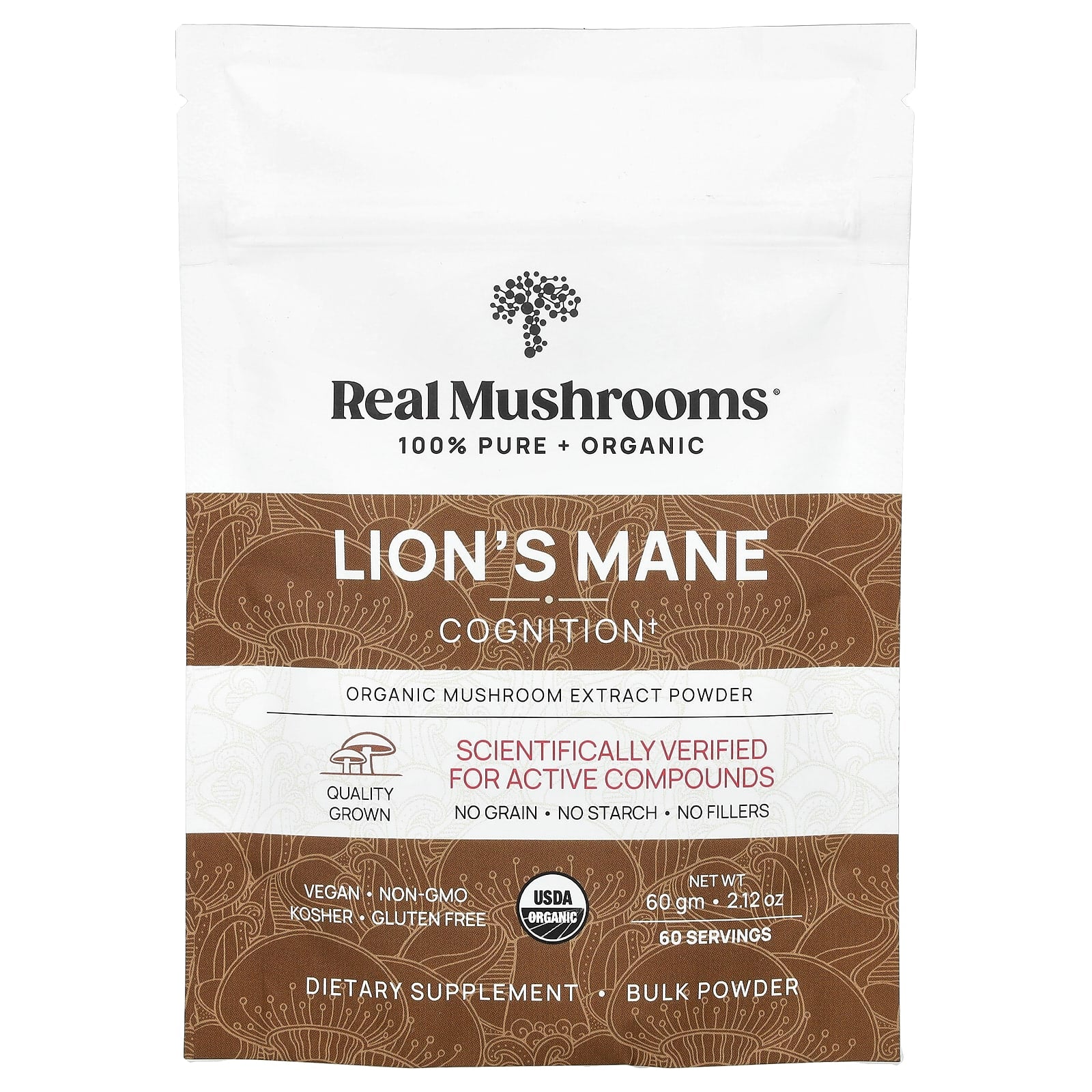 Real Mushrooms, Lion's Mane, Organic Mushroom Extract Powder, 2.12 oz (60 g) - Image 1