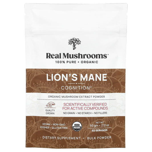 Real Mushrooms, Lion's Mane, Organic Mushroom Extract Powder, 2.12 oz (60 g) - Image 1