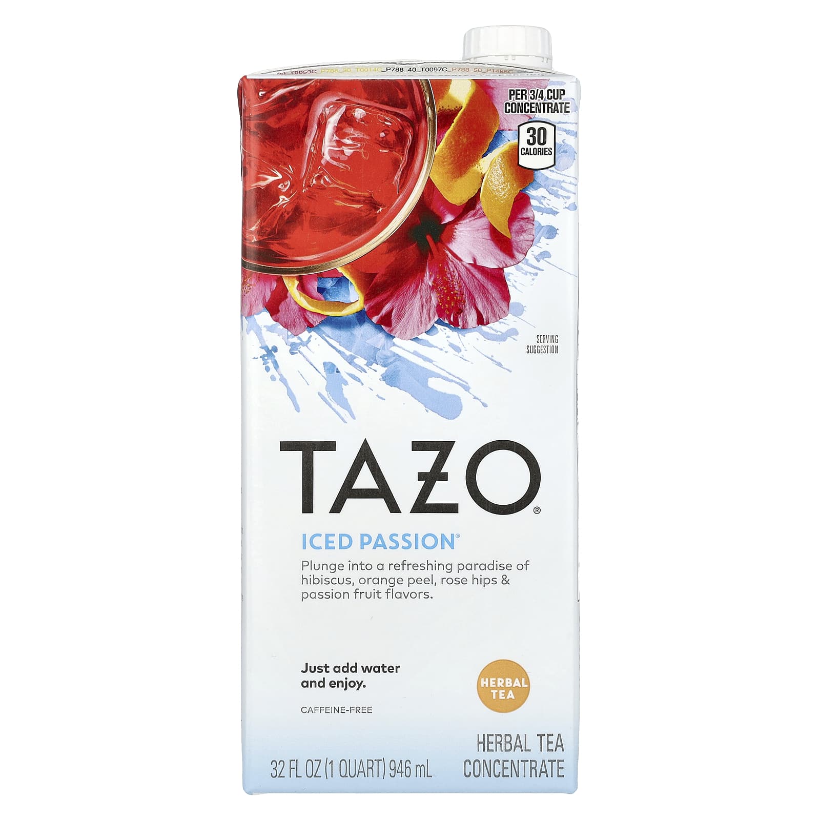 TAZO, Iced Passion Herbal Tea Concentrate, Caffeine-Free, 32 fl oz (946 ml) - Image 1