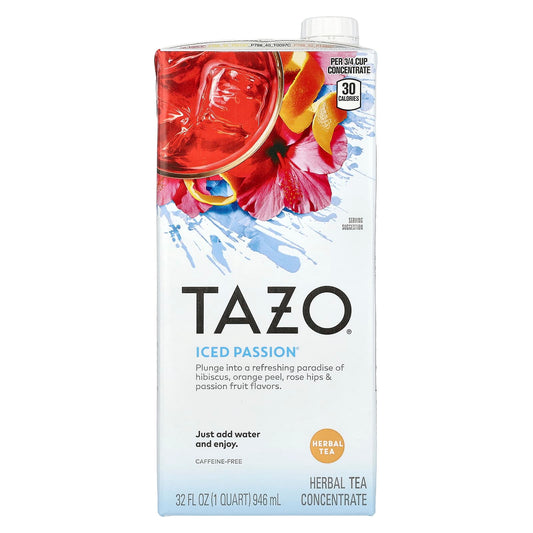 TAZO, Iced Passion Herbal Tea Concentrate, Caffeine-Free, 32 fl oz (946 ml) - Image 1