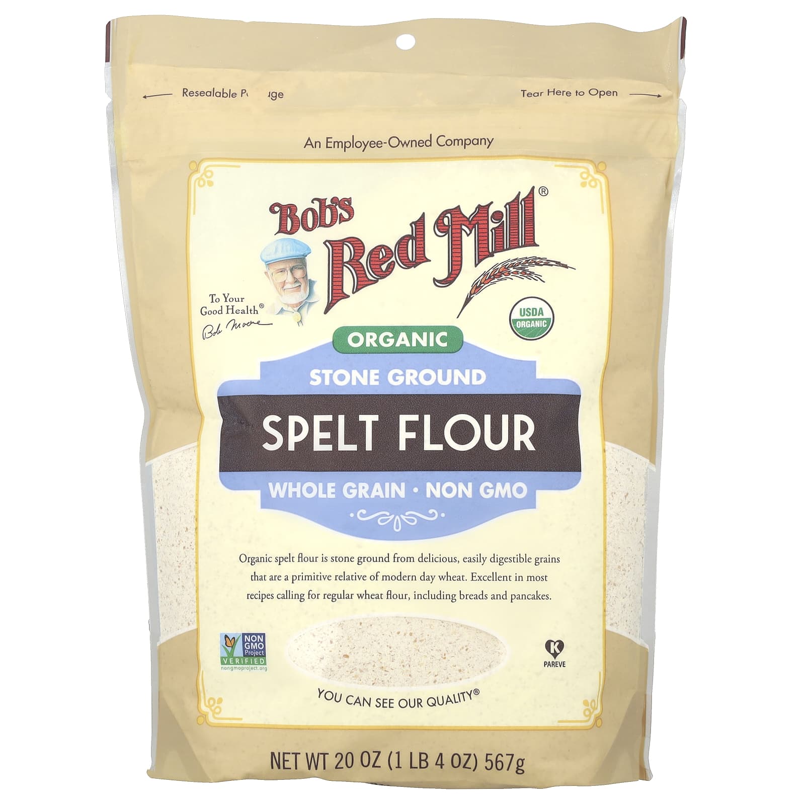 Bob's Red Mill Organic Spelt Flour | Whole Grain, Non-GMO, 20 oz - Image 1