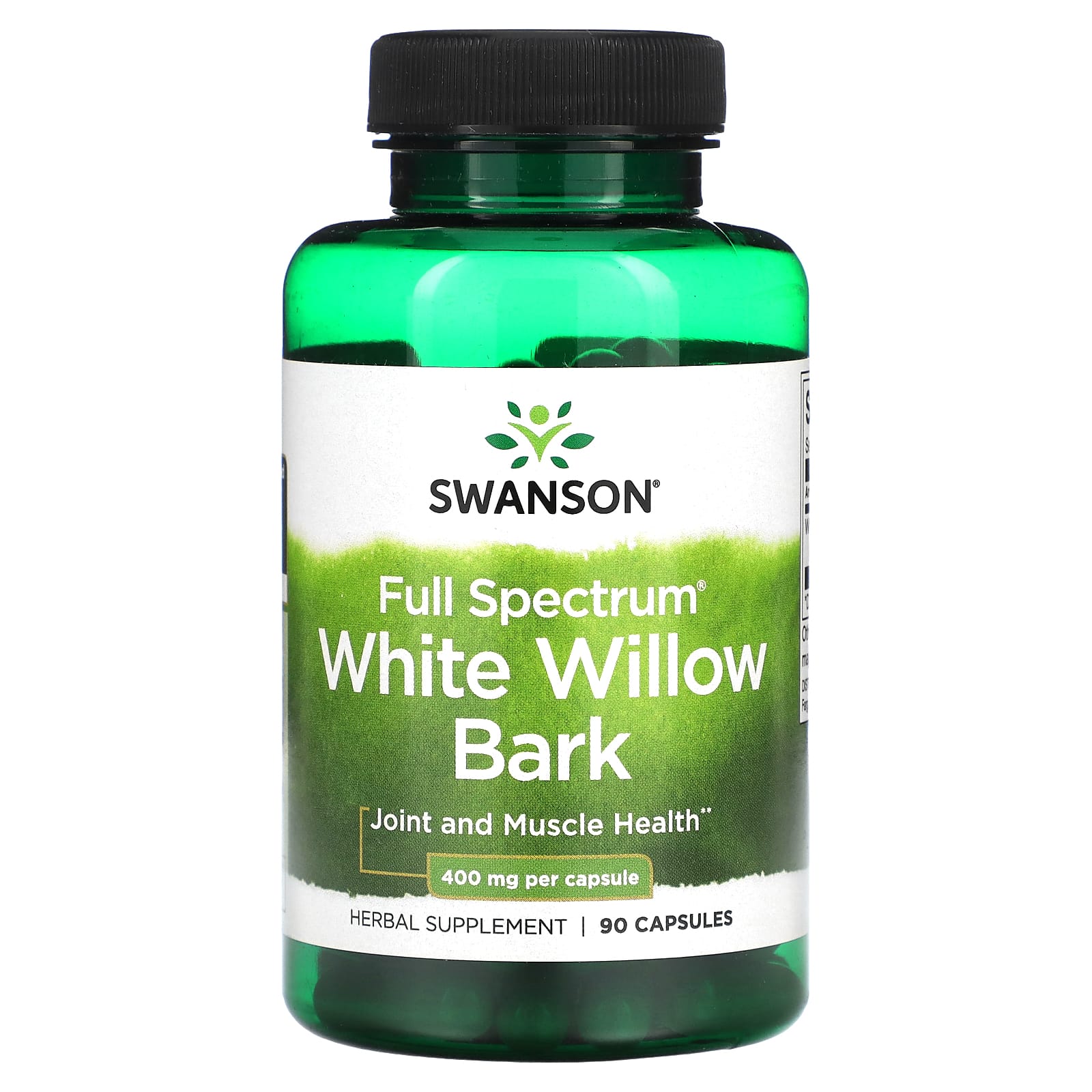 Swanson, Full Spectrum White Willow Bark, 400 mg, 90 Capsules - Image 1