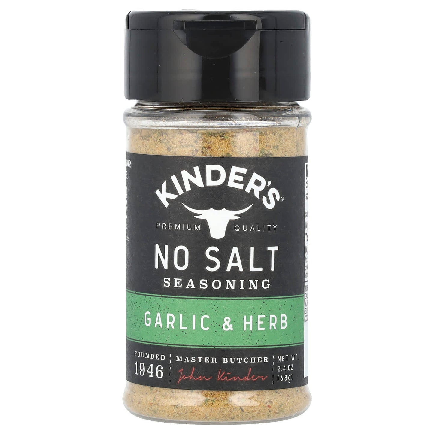 KINDER'S, No Salt Seasoning, Garlic & Herb, 2.4 oz (68 g) - Image 1