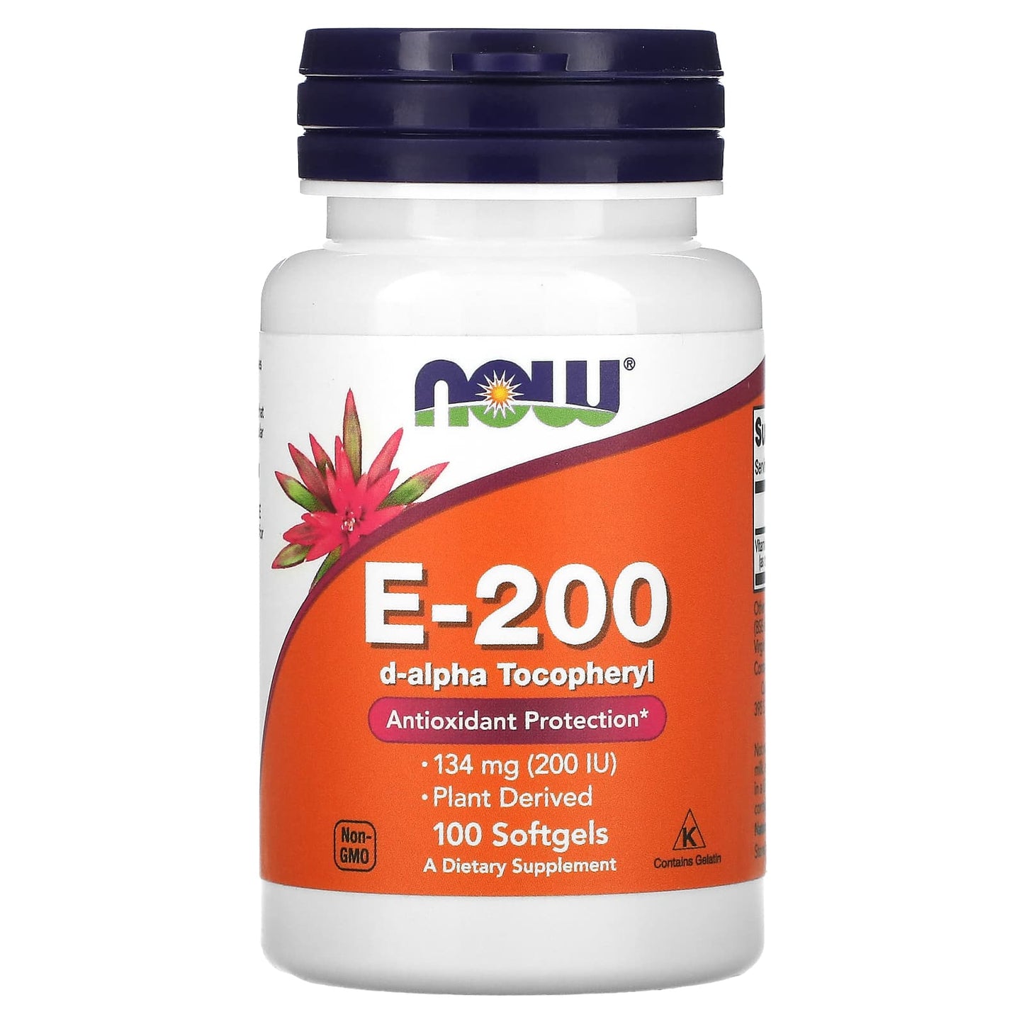NOW Foods, E-200, 134 mg (200 IU), 100 Softgels - Image 1