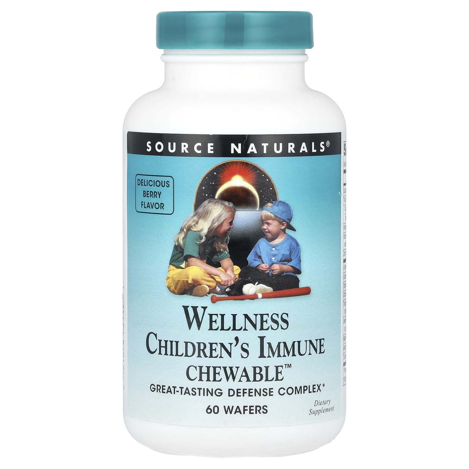 Source Naturals, Wellness Children's Immune Chewable™, Delicious Berry, 60 Wafers - Image 1