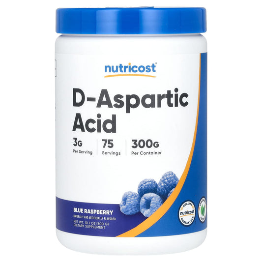 Nutricost, D-Aspartic Acid, Blue Raspberry, 10.7 oz (300 g) - Image 1