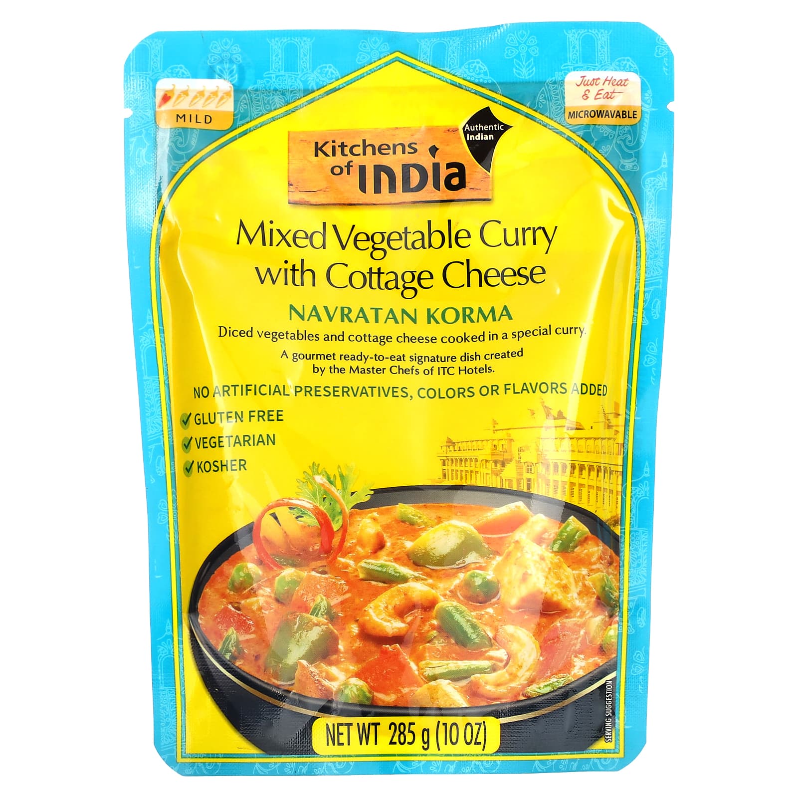Kitchens of India, Navratan Korma, Mixed Vegetable Curry with Cottage Cheese, Mild, 10 oz (285 g) - Image 1