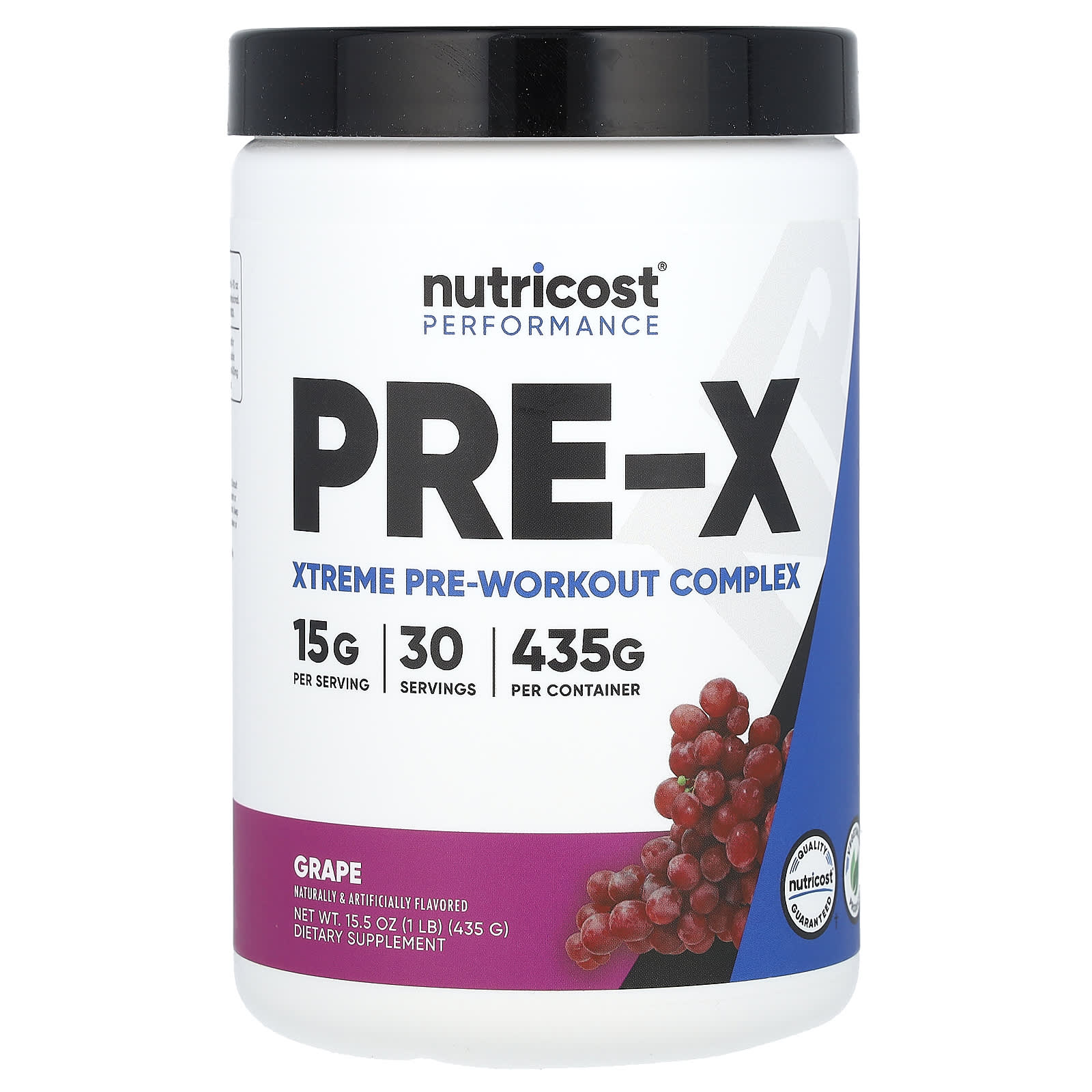 Nutricost, Performance, PRE-X, Xtreme Pre-Workout Complex, Grape, 1 lb (435 g) - Image 1