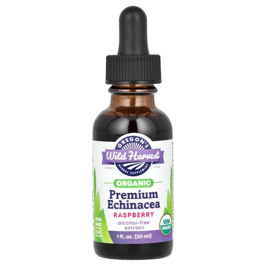 Oregon's Wild Harvest, Organic Premium Echinacea, Alcohol Free, Raspberry, 1 fl oz (30 ml) - Image 1