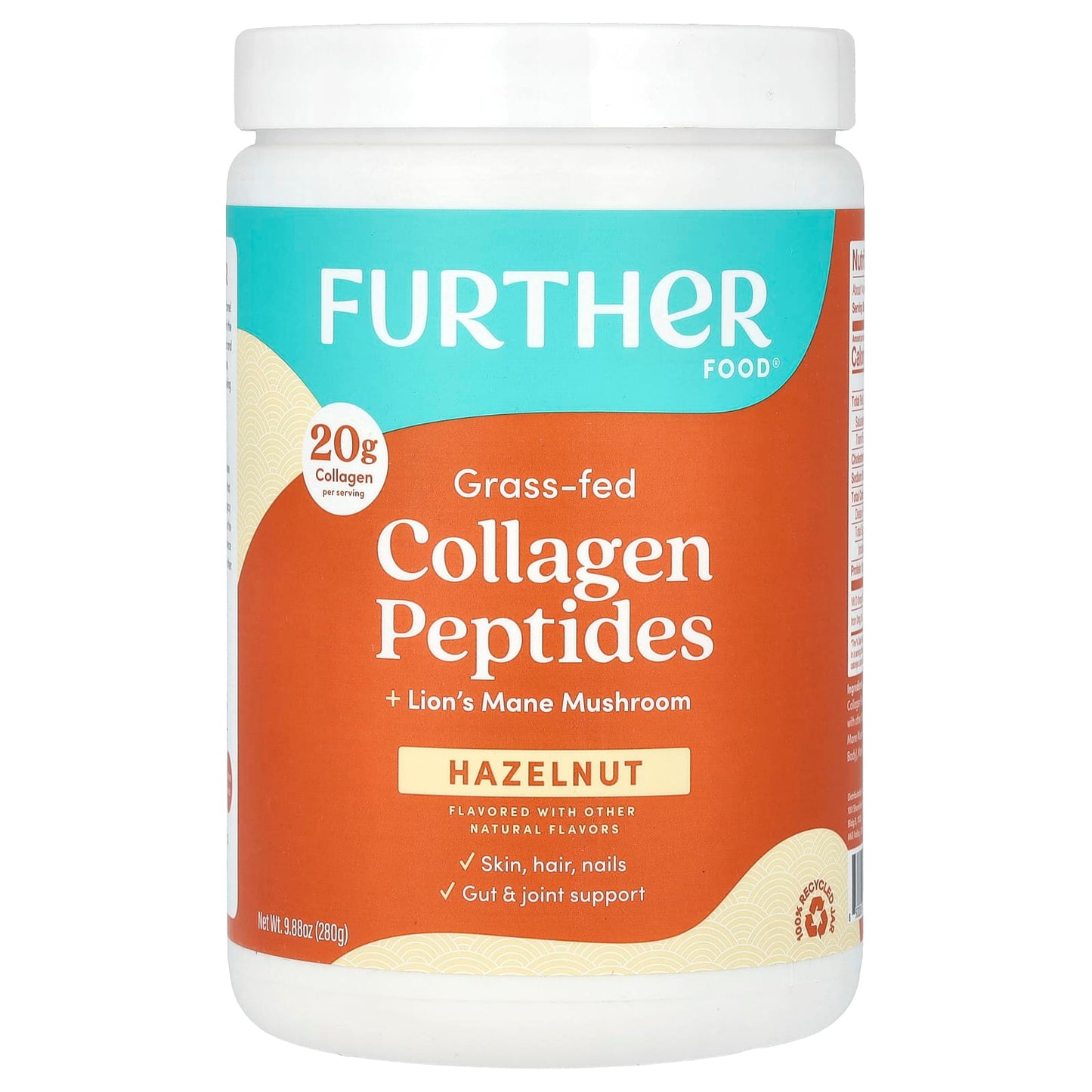 Further Food Grass-Fed Collagen Peptides + Lion's Mane, Hazelnut Flavor - Image 1