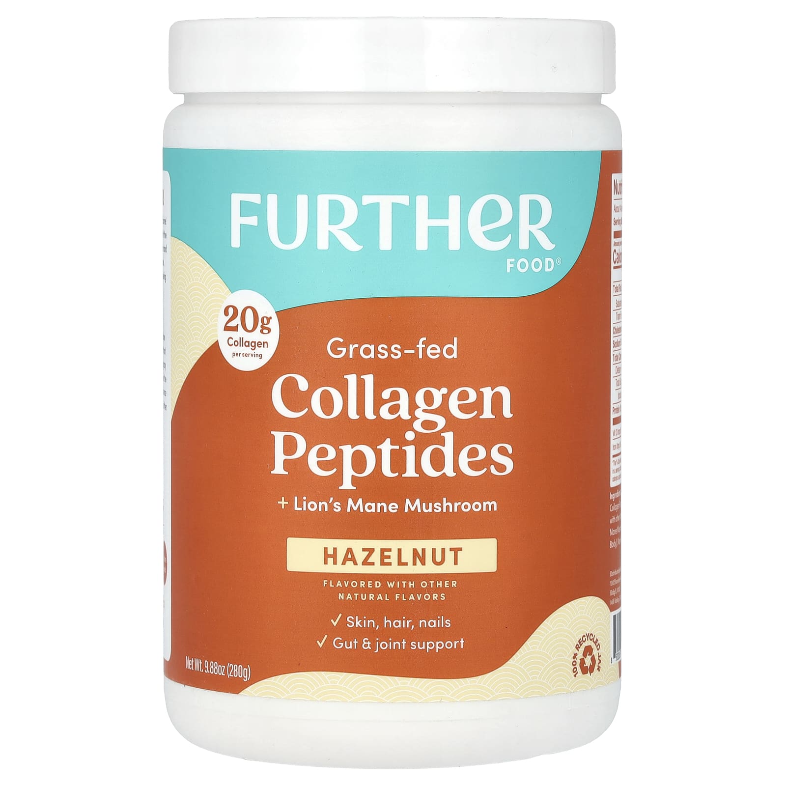 Further Food Grass-Fed Collagen Peptides + Lion's Mane, Hazelnut Flavor - Image 1