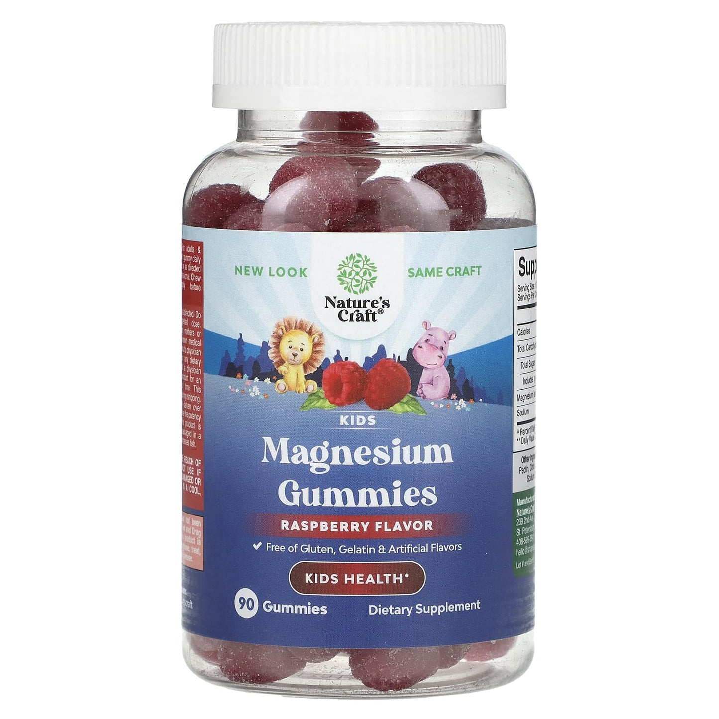 Nature's Craft, Kids Magnesium Gummies, Raspberry, 90 Gummies - Image 1