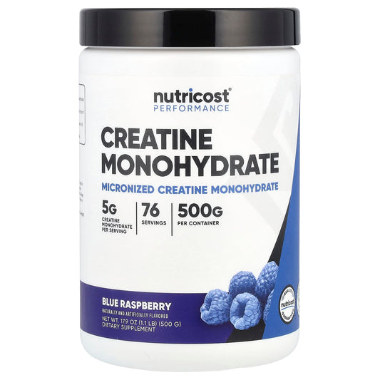 Nutricost, Creatine Monohydrate, Blue Raspberry, 17.9 oz (500 g) - Image 1