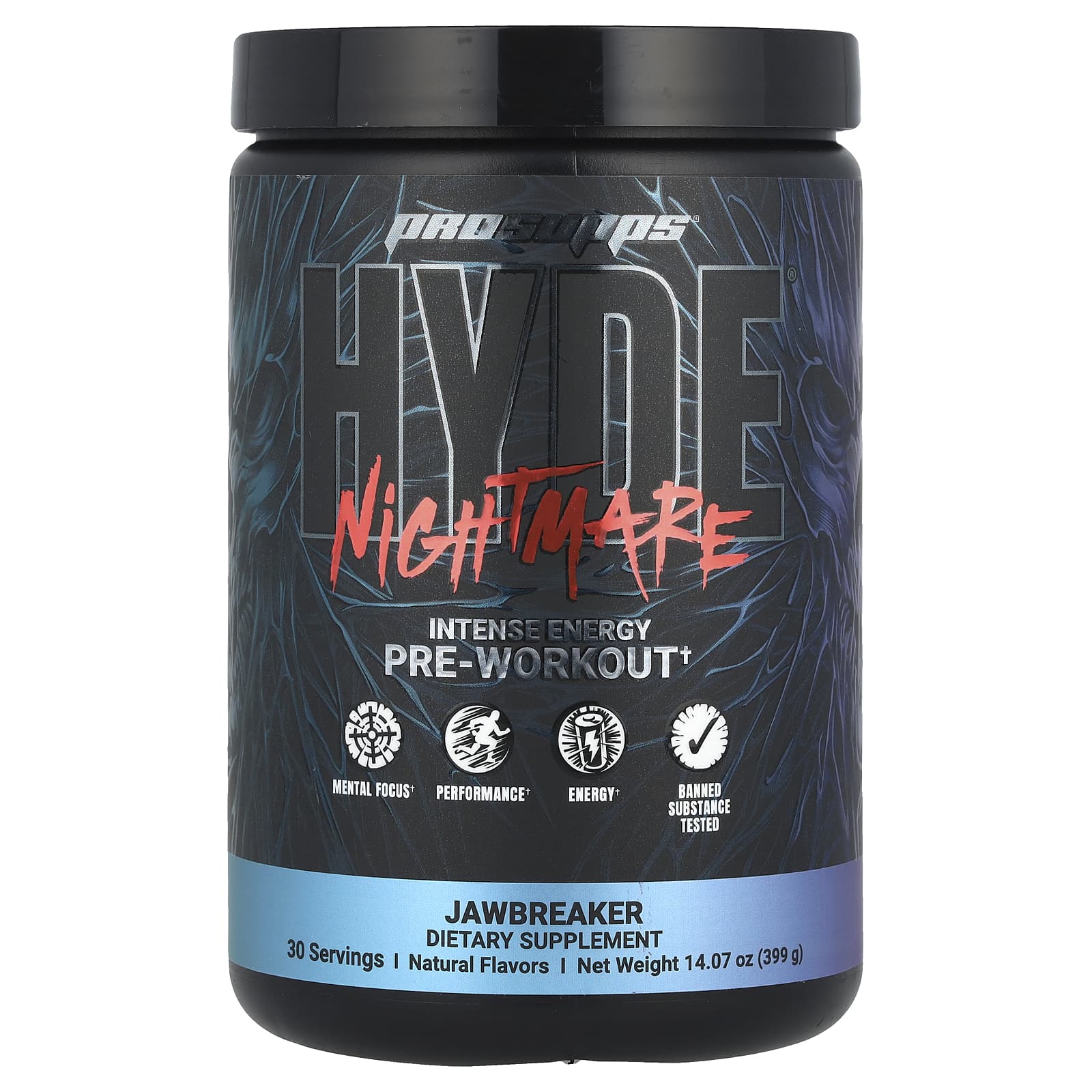 ProSupps, HYDE® Nightmare, Intense Energy Pre-Workout, Jawbreaker, 14.07 oz (399 g) - Image 1