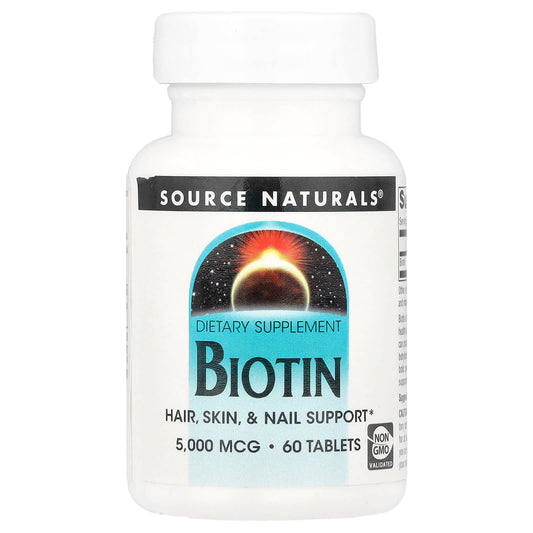 Source Naturals, Biotin, 5,000 mcg , 60 Tablets - Image 1