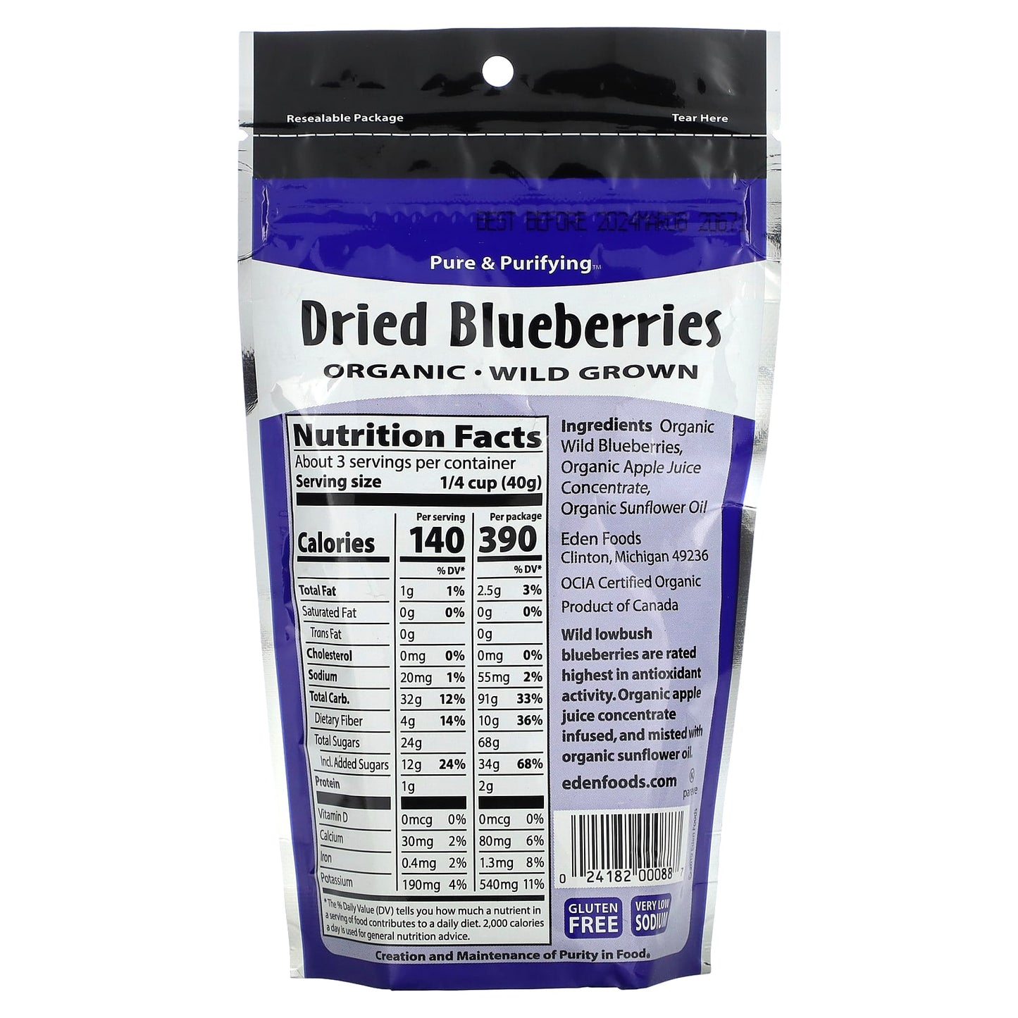 Wild Grown Organic Dried Blueberries by Eden Foods - Low Sodium & High Antioxidants - Image 2
