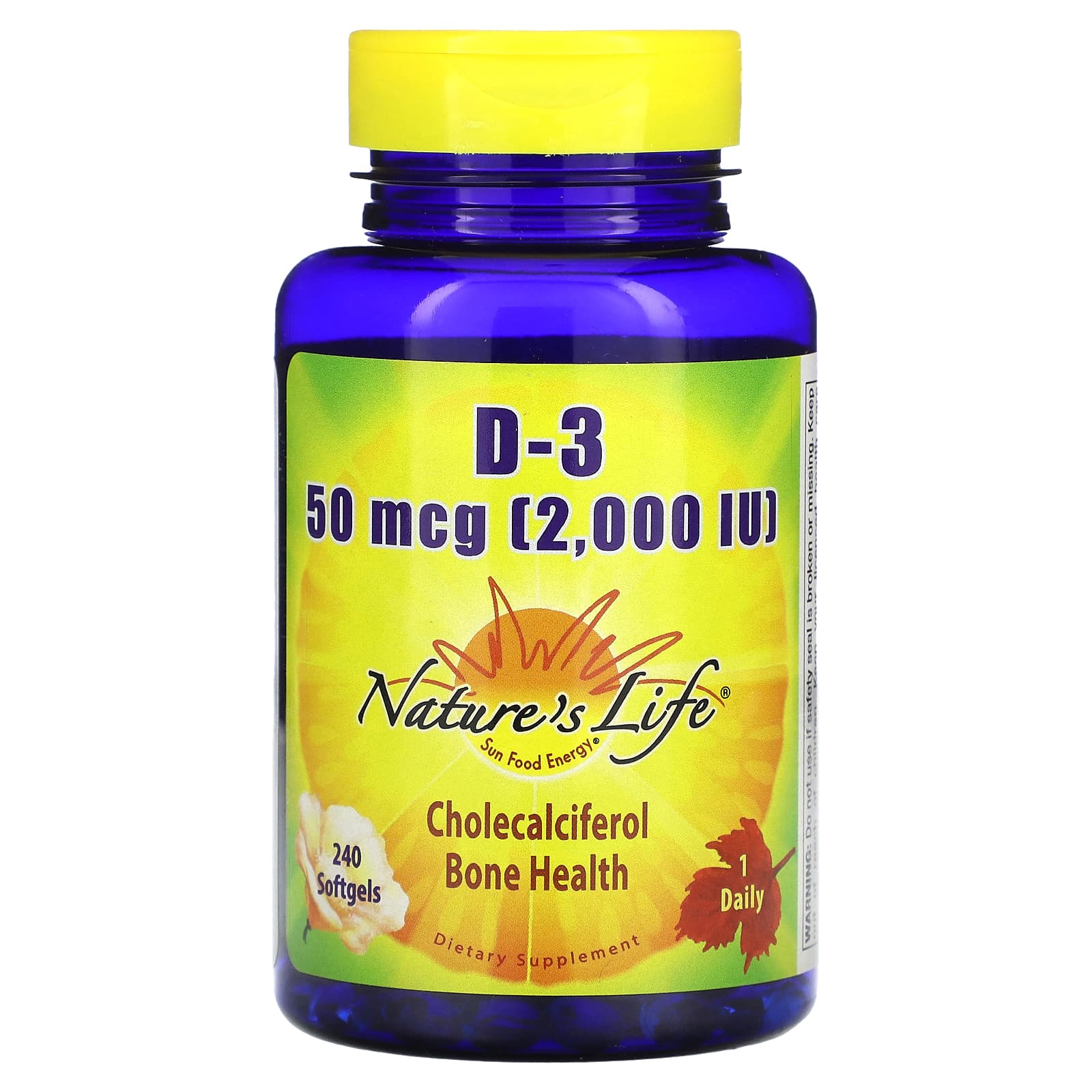 Nature's Life, D-3, 50 mcg (2,000 IU), 240 Softgels - Image 1
