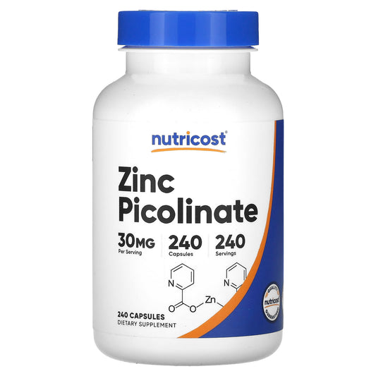 Nutricost, Zinc Picolinate, 30 mg, 240 Capsules - Image 1
