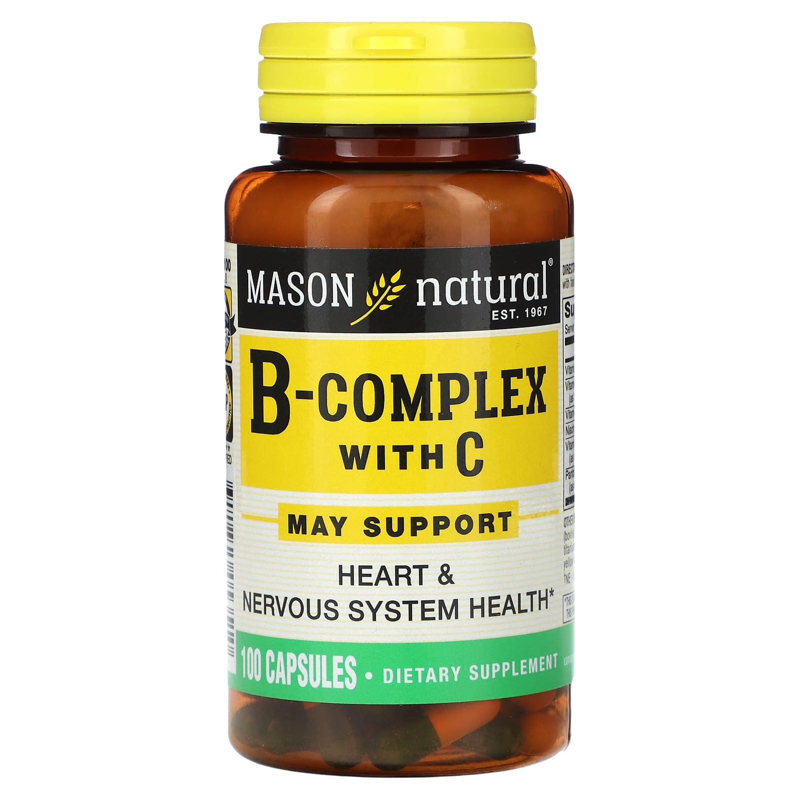 Mason Natural, B-Complex With C, 100 Capsules - Image 1