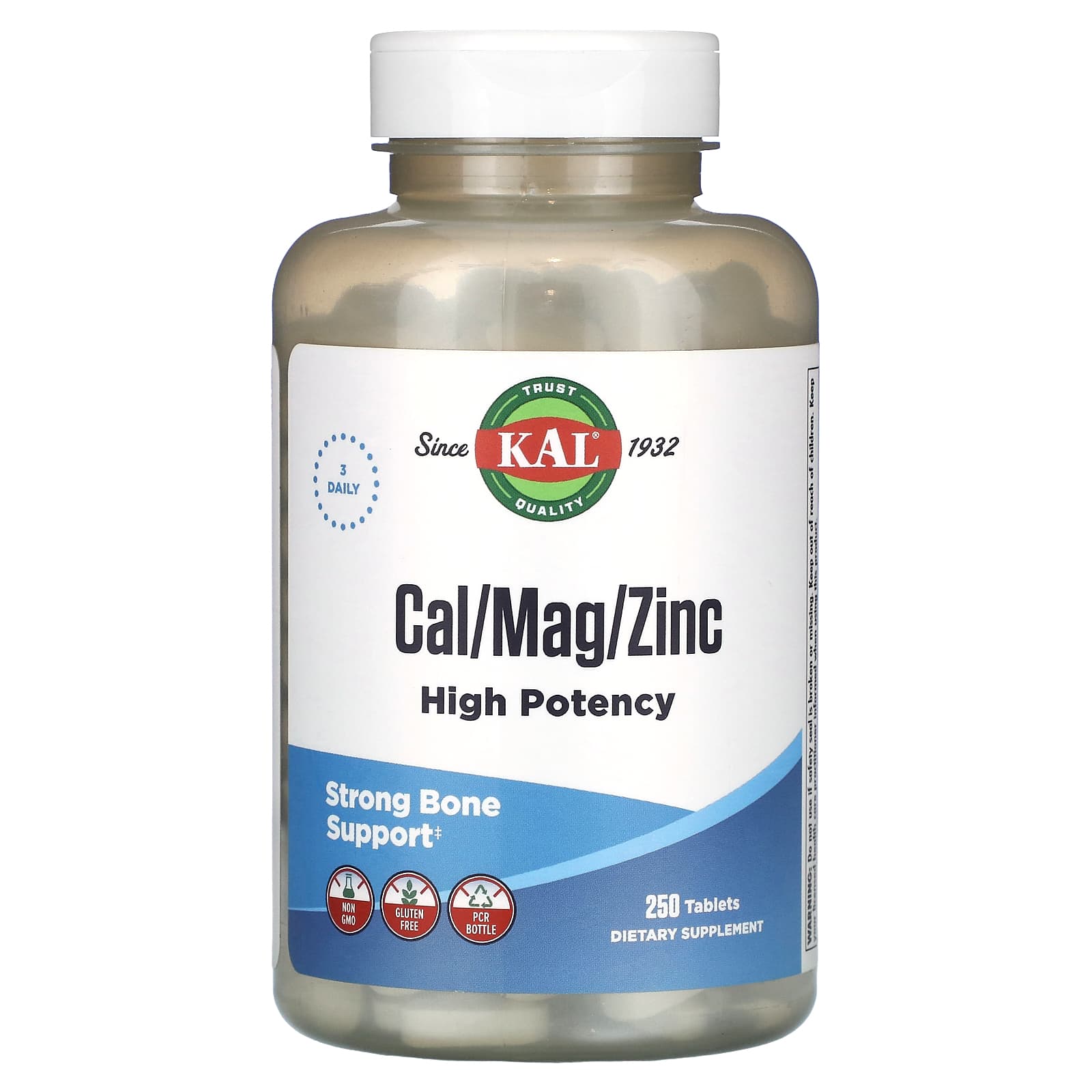 KAL Cal/Mag/Zinc High Potency 250 Tablets for Strong Bones - Image 1
