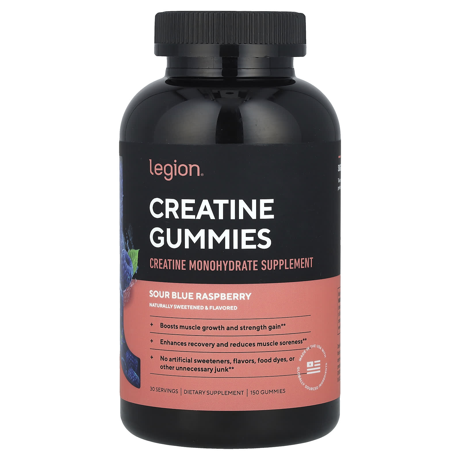 Legion Athletics, Creatine Gummies, Sour Blue Raspberry, 150 Gummies - Image 1