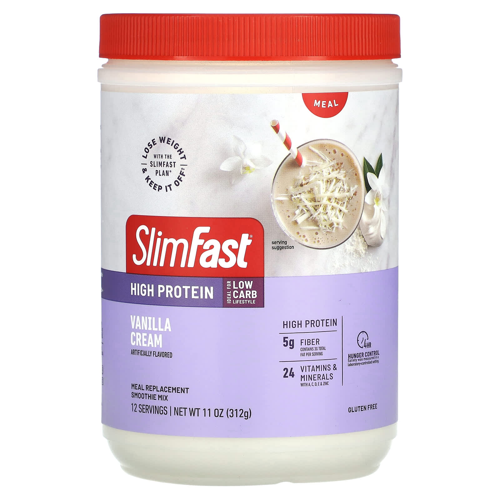 SlimFast, High Protein, Meal Replacement Smoothie Mix, Vanilla Cream, 11 oz (312 g) - Image 1