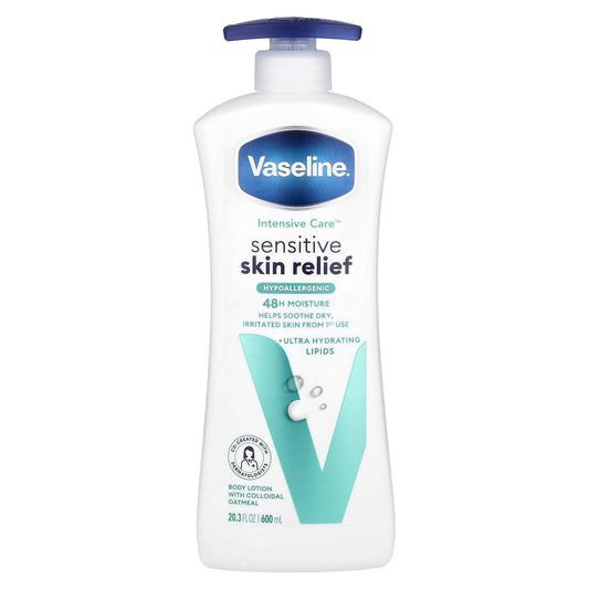 Vaseline, Intensive Care™, Sensitive Skin Relief Body Lotion, Fragrance Free, 20.3 fl oz (600 ml) - Image 1