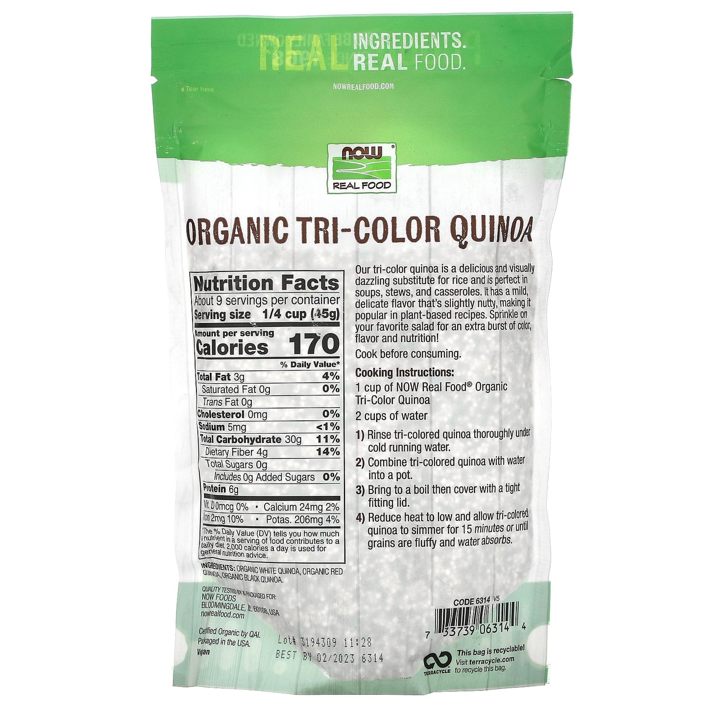 NOW Foods, Organic Tri-Color Quinoa, 14 oz (397 g) - Image 2