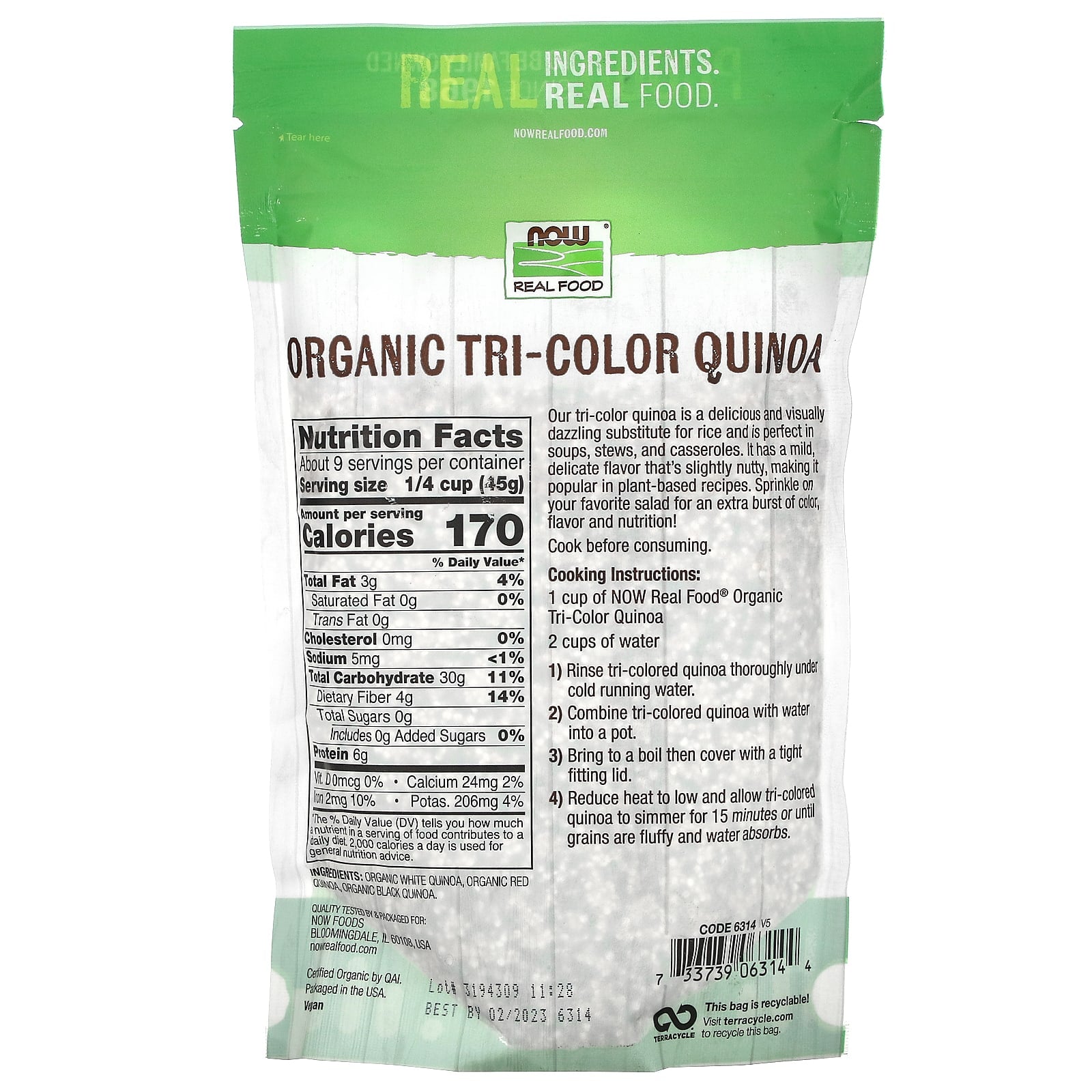 NOW Foods, Organic Tri-Color Quinoa, 14 oz (397 g) - Image 2