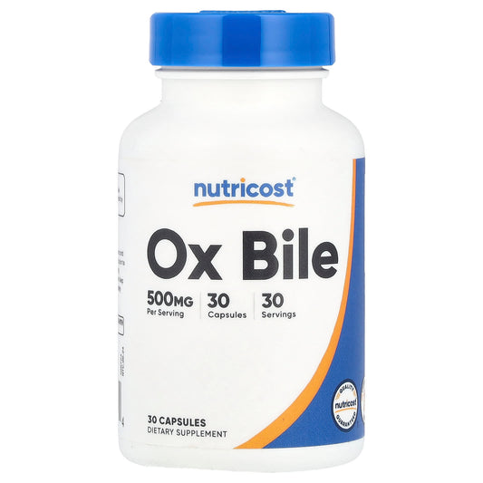 Nutricost, Ox Bile, 500 mg, 30 Capsules - Image 1