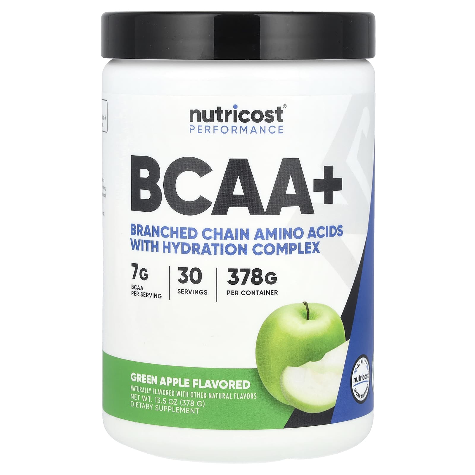 Nutricost, Performance, BCAA+, Green Apple, 13.5 oz (378 g) - Image 1