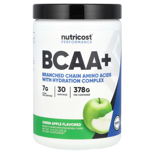 Nutricost, Performance, BCAA+, Green Apple, 13.5 oz (378 g) - Image 1