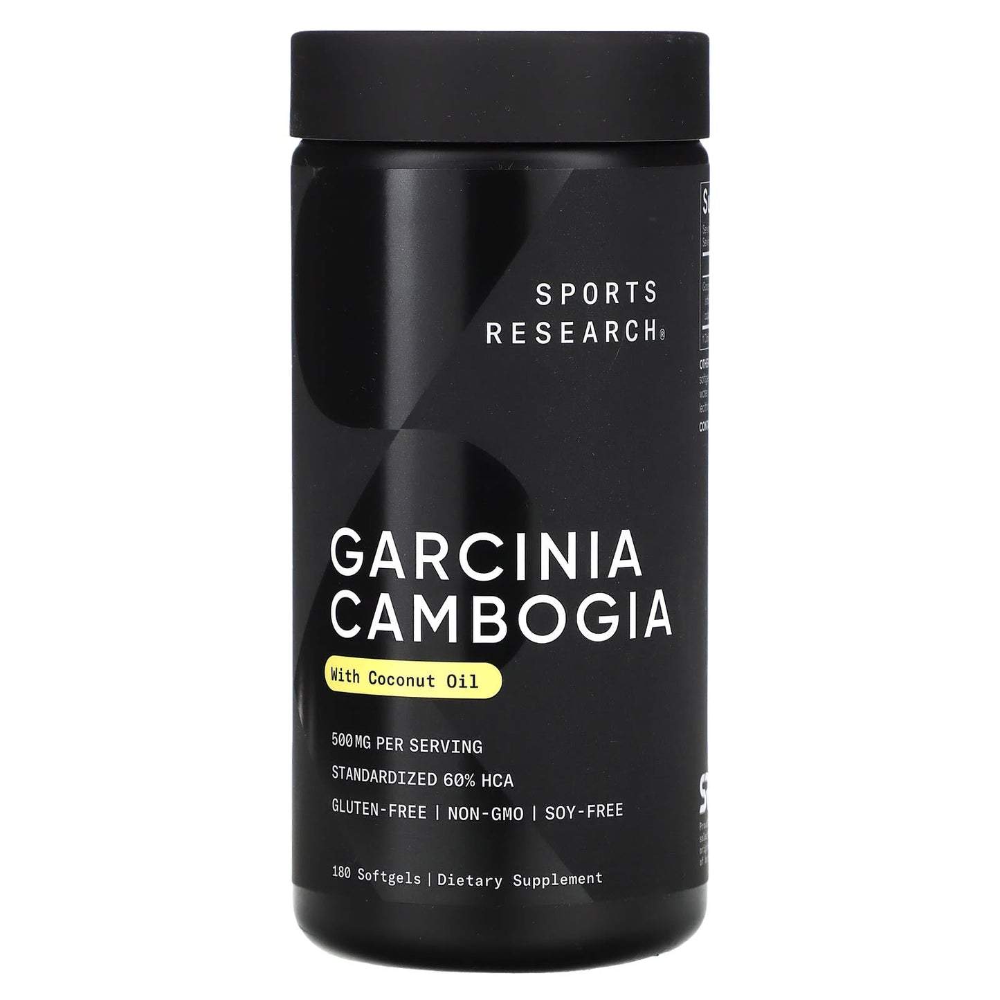 Sports Research, Garcinia Cambogia with Coconut Oil, 500 mg, 180 Softgels - Image 1