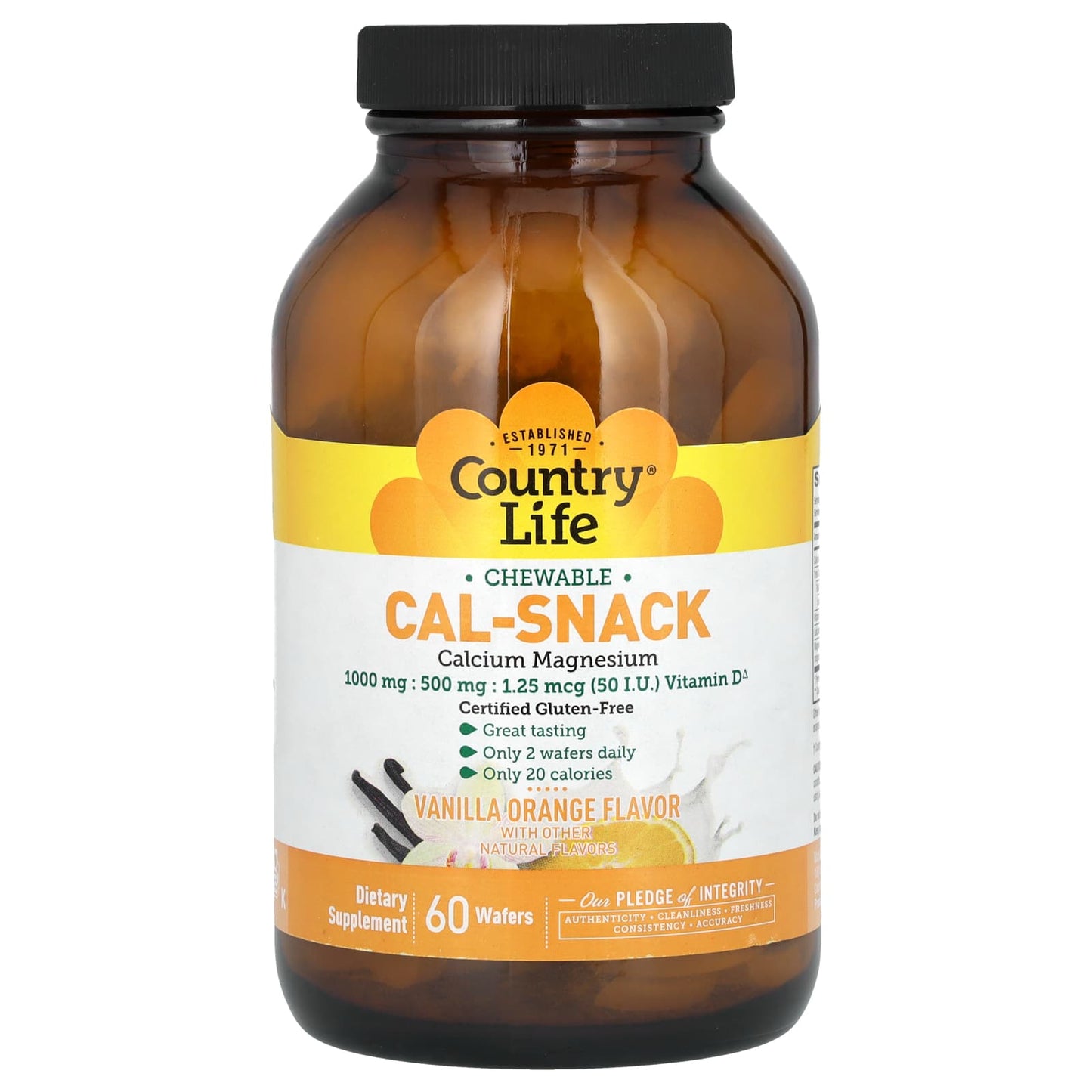 Calcium & Magnesium Wafers by Country Life - Gluten-Free & Vegan - Image 1