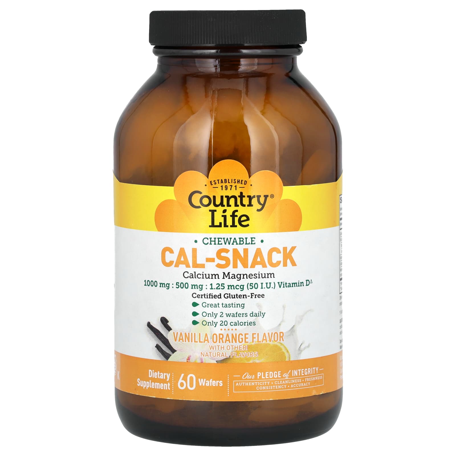 Calcium & Magnesium Wafers by Country Life - Gluten-Free & Vegan - Image 1