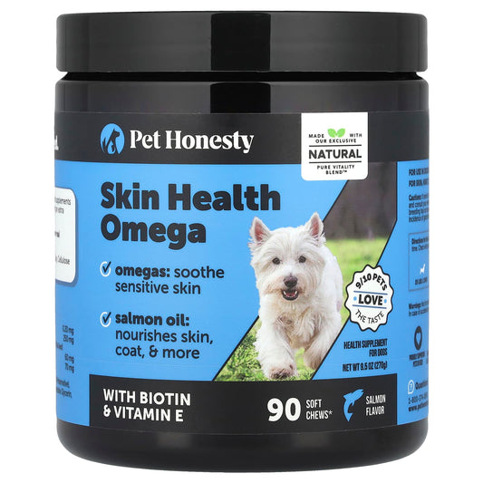 Pet Honesty, Skin Health Omega, For Dogs, Salmon, 90 Soft Chews, 9.5 oz (270 g) - Image 1