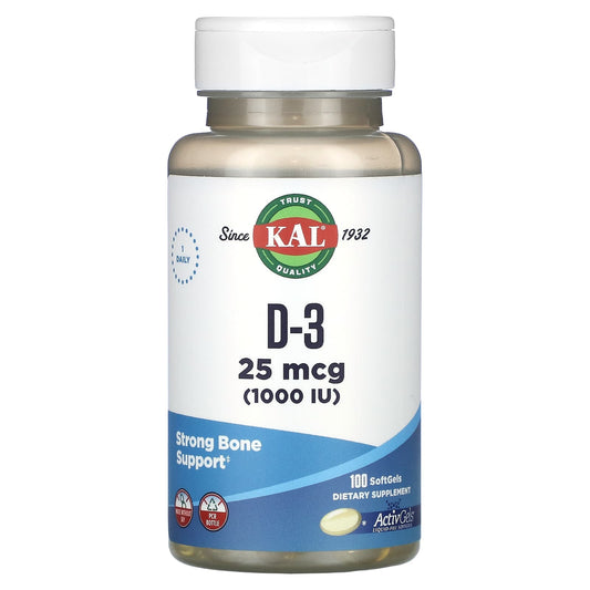 KAL, D-3, 100 SoftGels