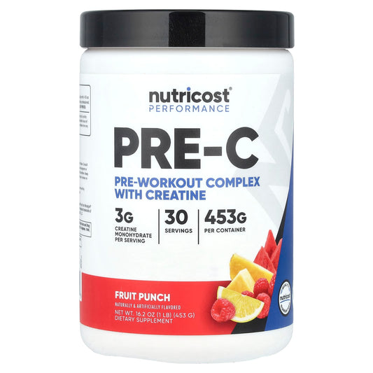 Nutricost, Performance, Pre-C, Pre-Workout Complex With Creatine, Fruit Punch, 1 lb (453 g) - Image 1