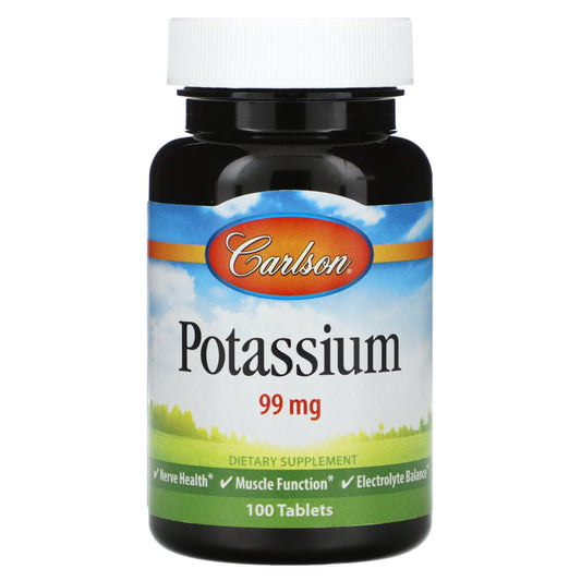 Carlson Potassium Supplement, 99mg, Gluten-Free, 100 Tablets - Image 1