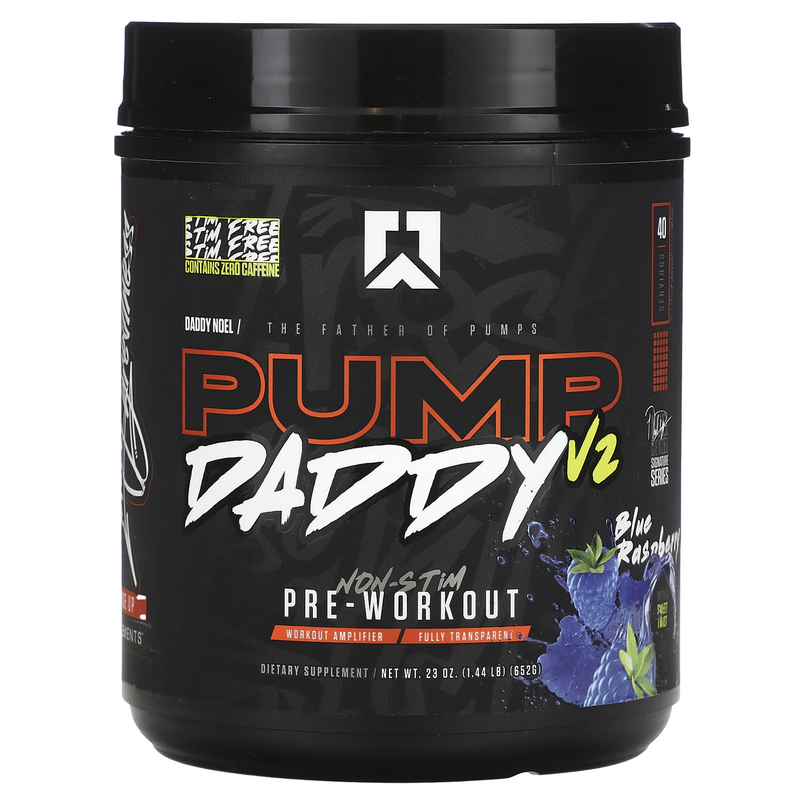 RYSE, Pump Daddy V2, Non-Stim Pre-Workout, Blue Raspberry, 1.44 lb (652 g) - Image 1