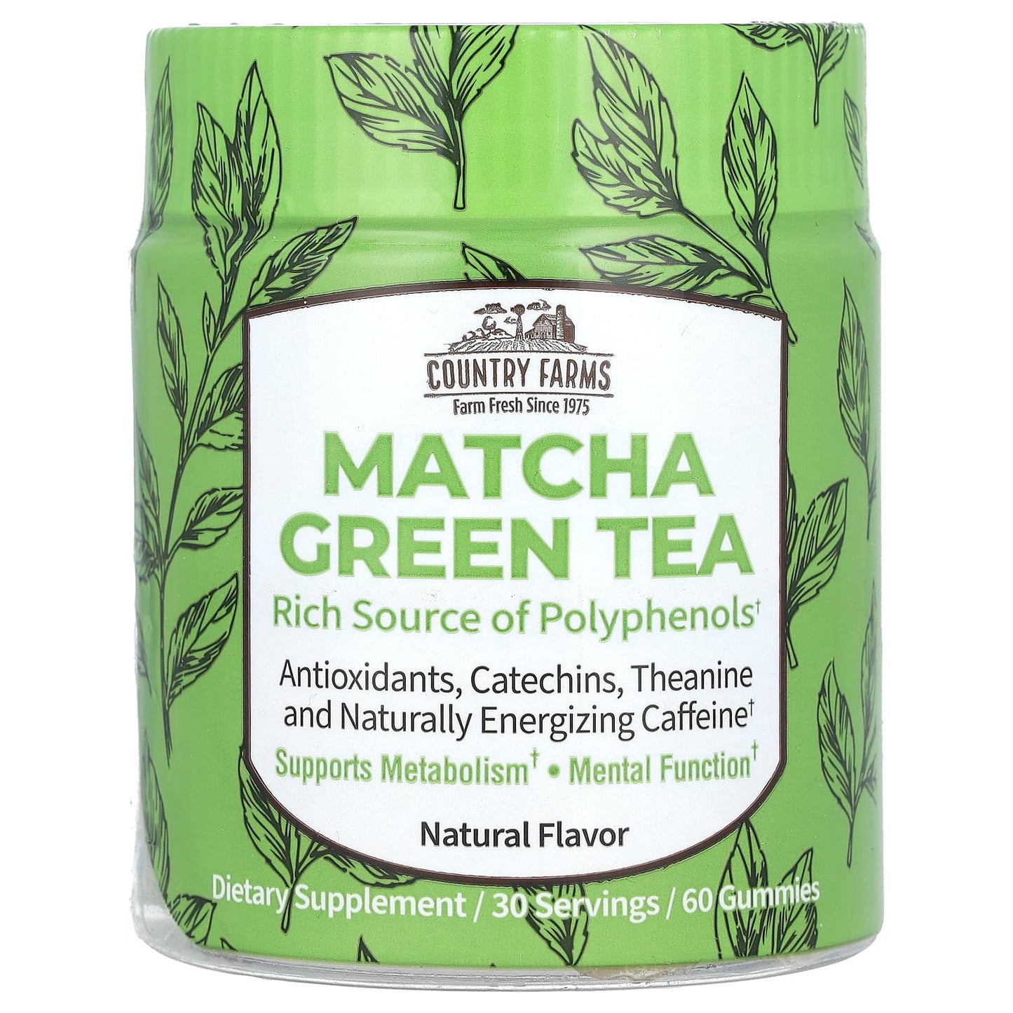 Country Farms Matcha Green Tea Gummies for Energy & Mental Clarity - 60 Count - Image 1