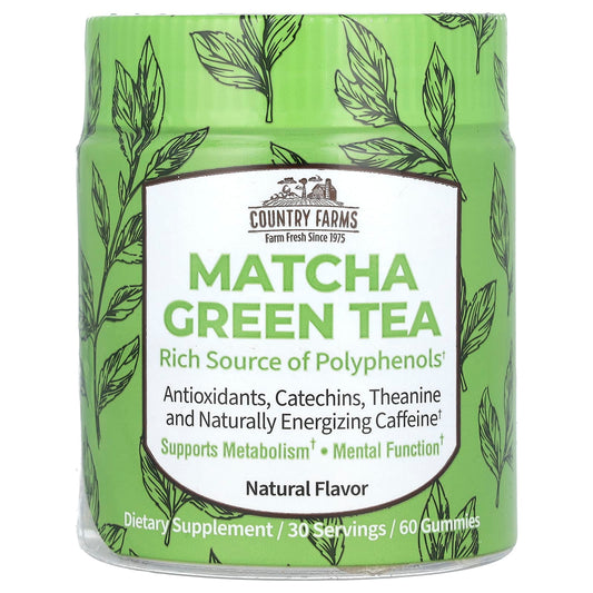 Country Farms Matcha Green Tea Gummies for Energy & Mental Clarity - 60 Count - Image 1